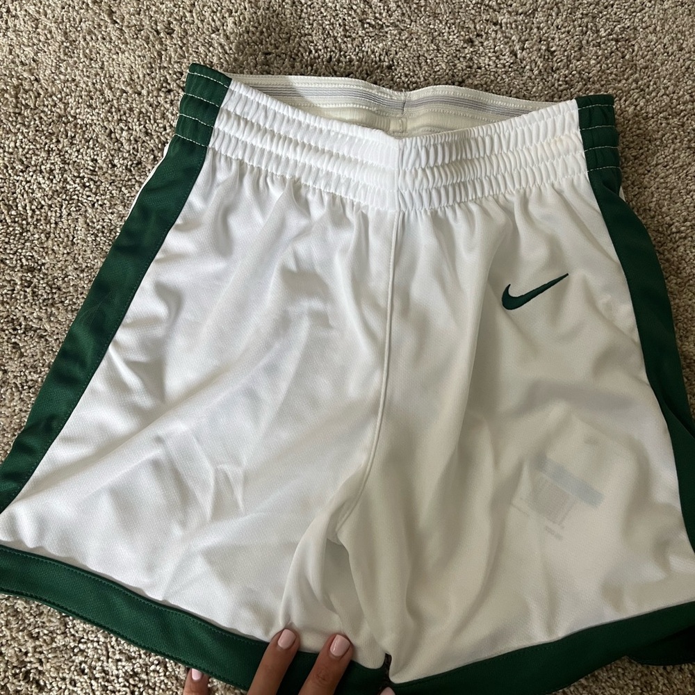 Nike White and Green Athletic Shorts